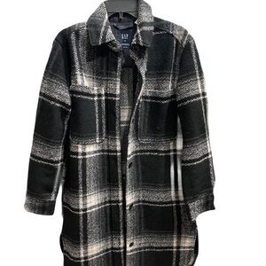 ❤️ GAP OVERSIZED BLACK PLAID SHACKET COAT SIZE XS NEW